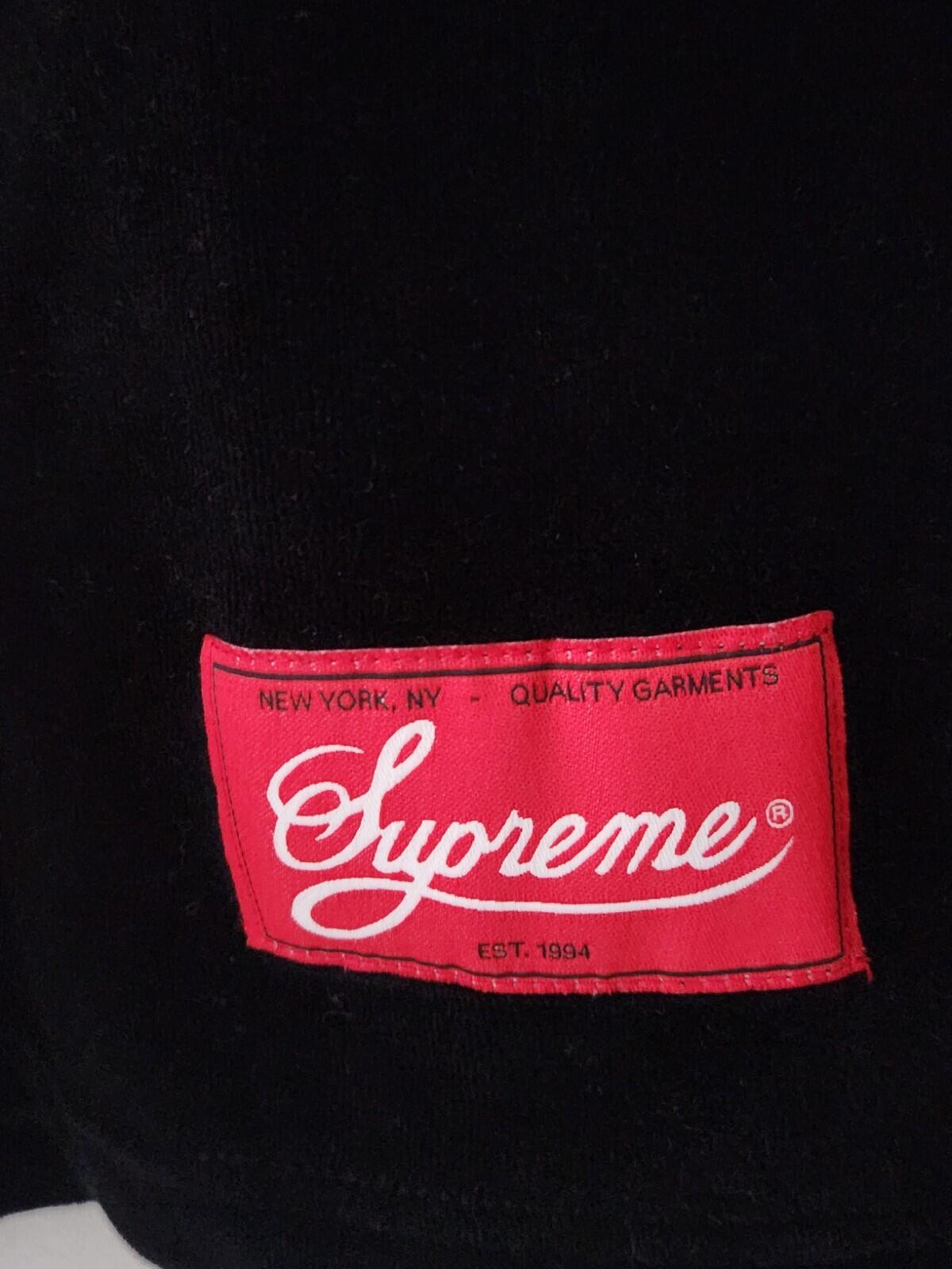 FW16 Supreme Velour Baseball Top size M Medium Black Jersey Tee T-shirt