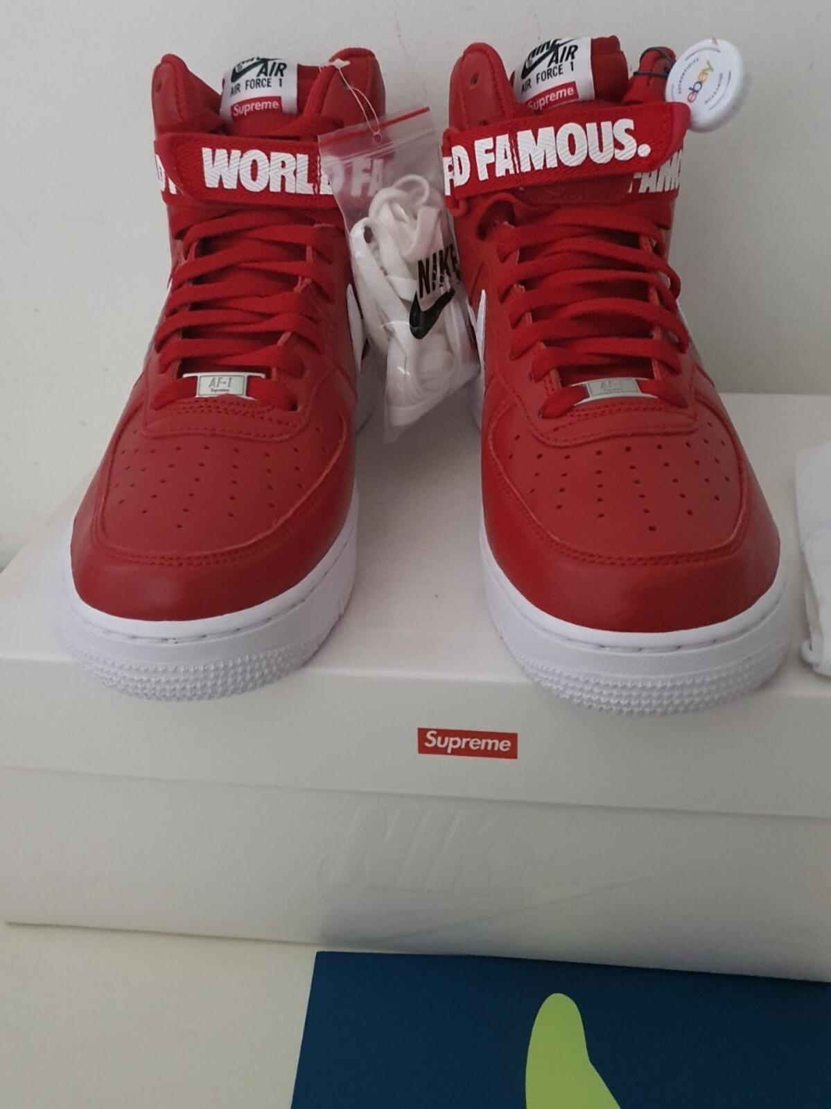 FW14 Supreme Nike Air Force 1 Hi US 9 UK 8 EUR 42.5 trainers red shoes lot Rare
