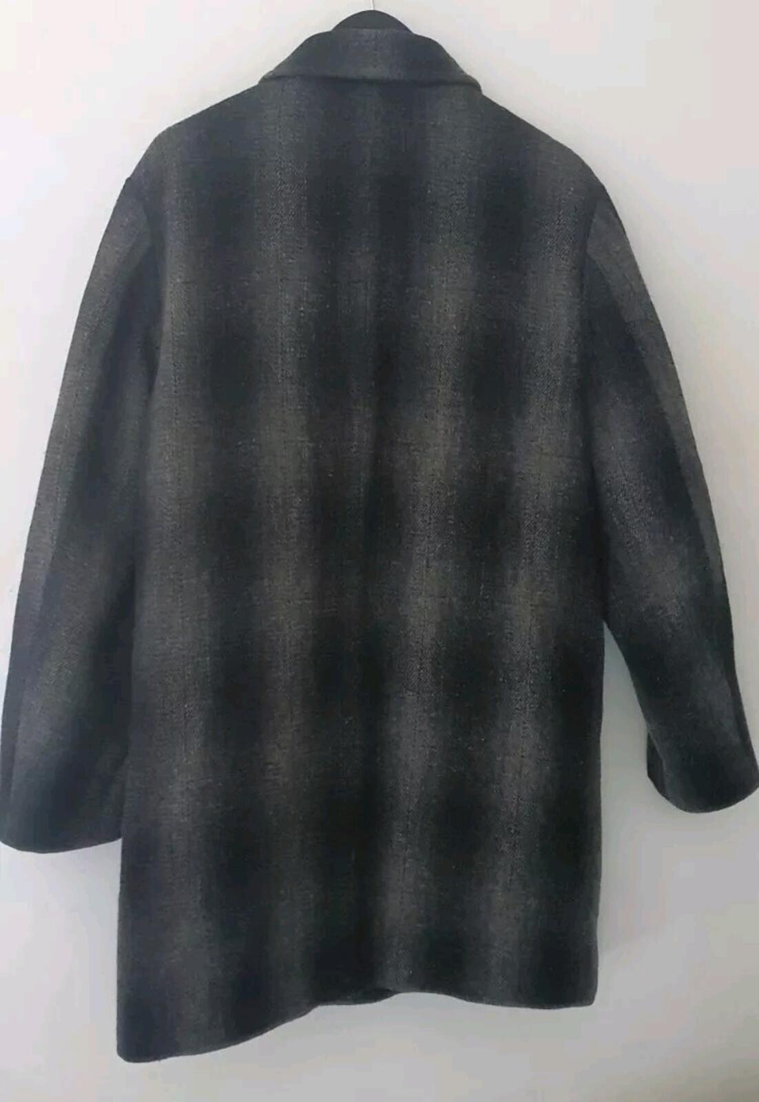 FW16 Supreme Shadow Plaid Woolrich Wool Overcoat Charcoal L Large Coat