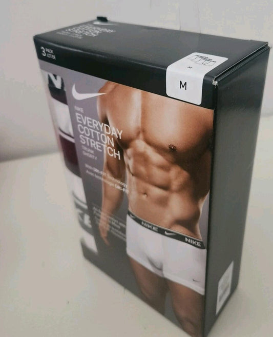 NIKE 3er Pack Stretch-Baumwoll-Retropanties in regulärer Passform Weiß M Medium Unterwäsche Dri-FIT