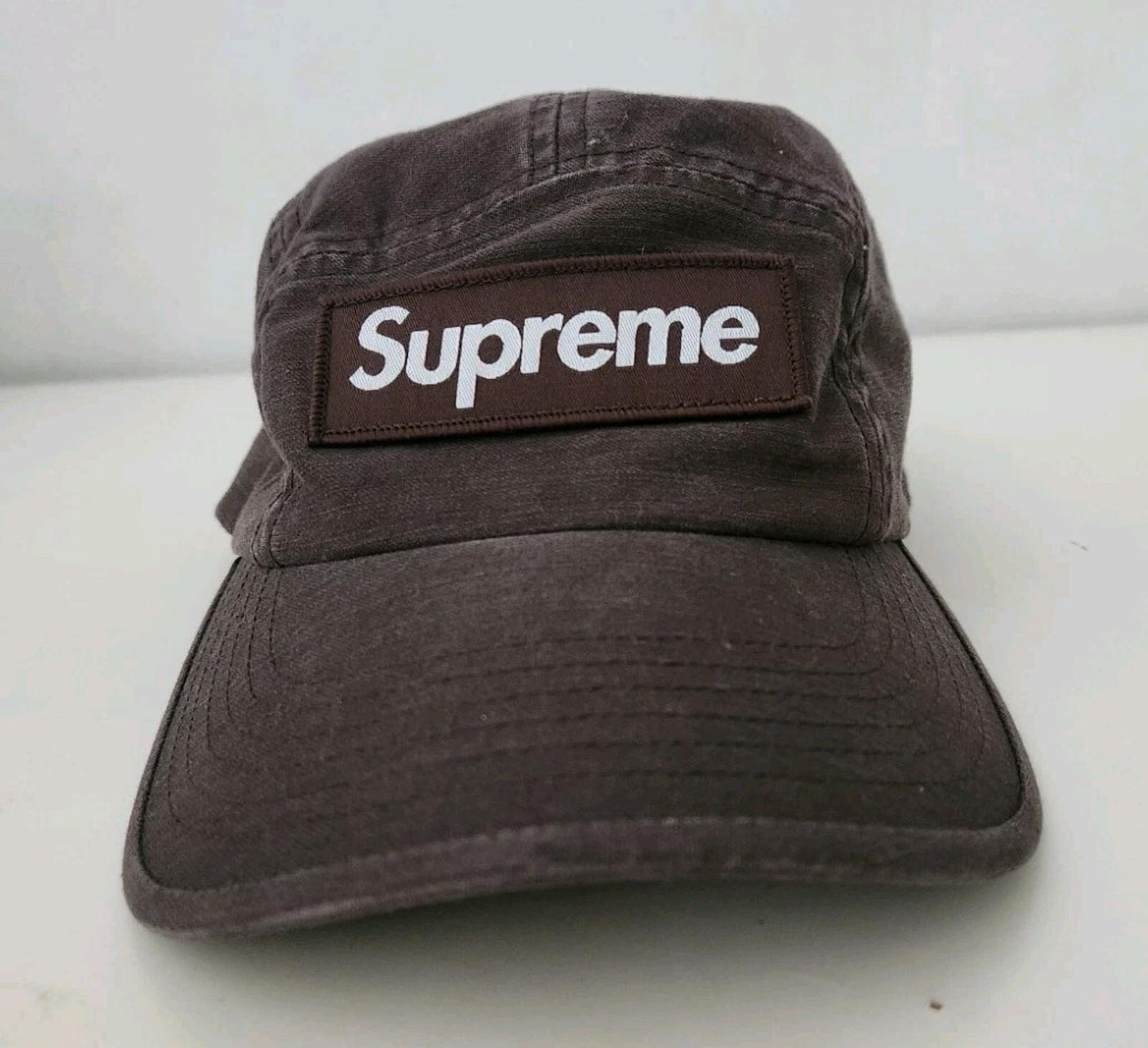 FW22 Supreme Military Camp Cap Hat Brown Box logo