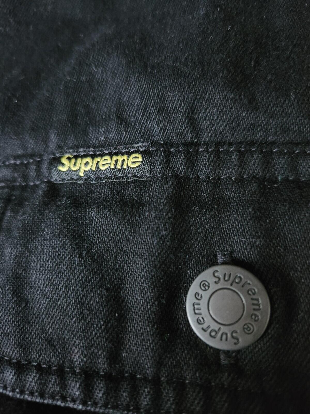 HW22 Supreme Fleece Hooded Denim Hemd S Small Schwarz gestepptes gesticktes Logo