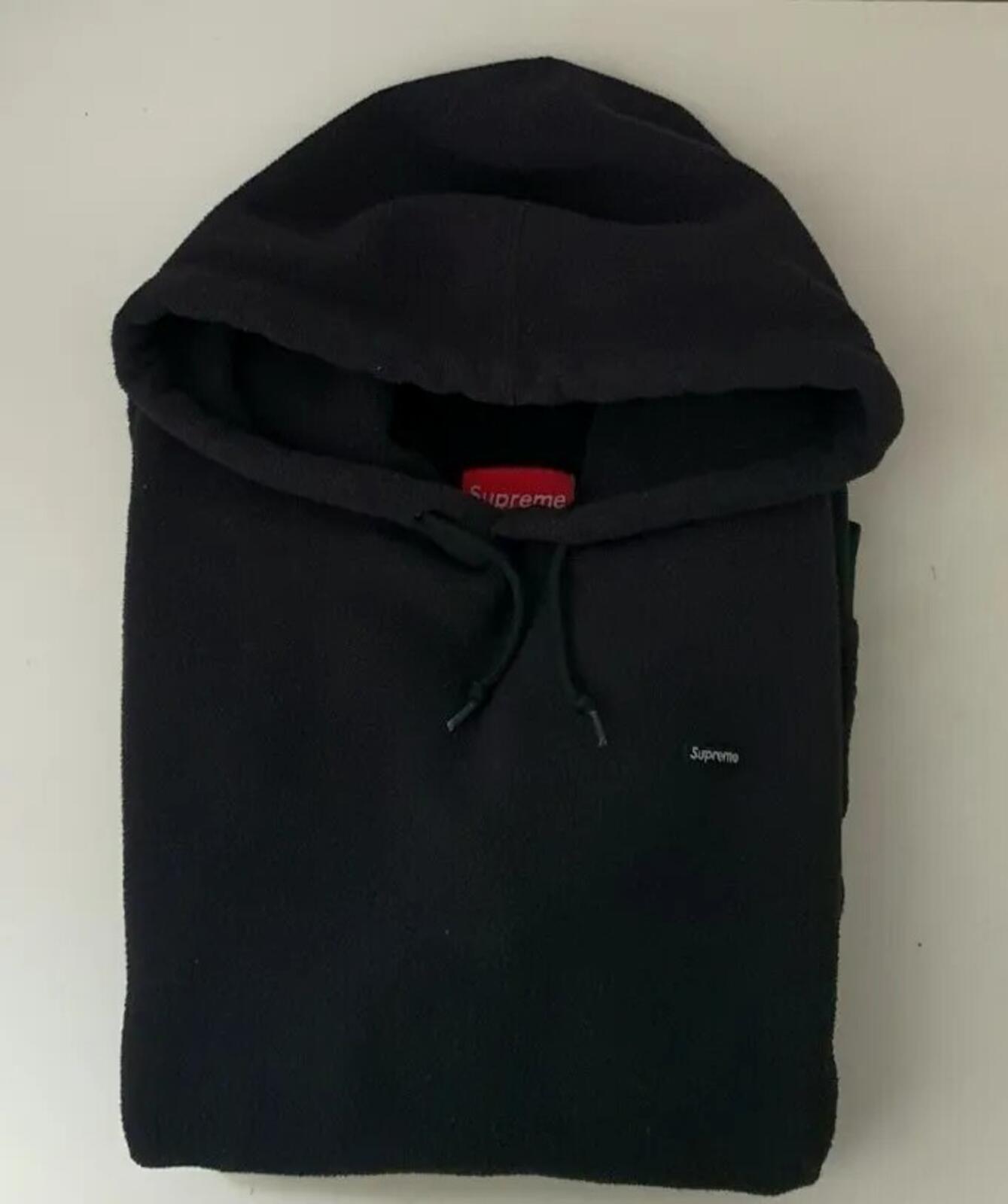 FW17 Supreme Polartec Small box logo Hooded Sweatshirt Black hoodie M fleece