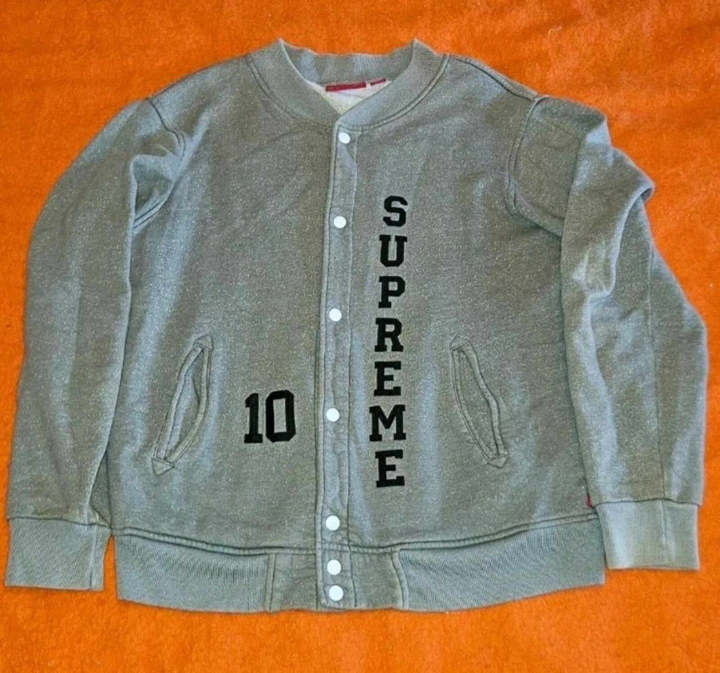 FW10 Supreme Varsity Sweat Jacket Grey Size L