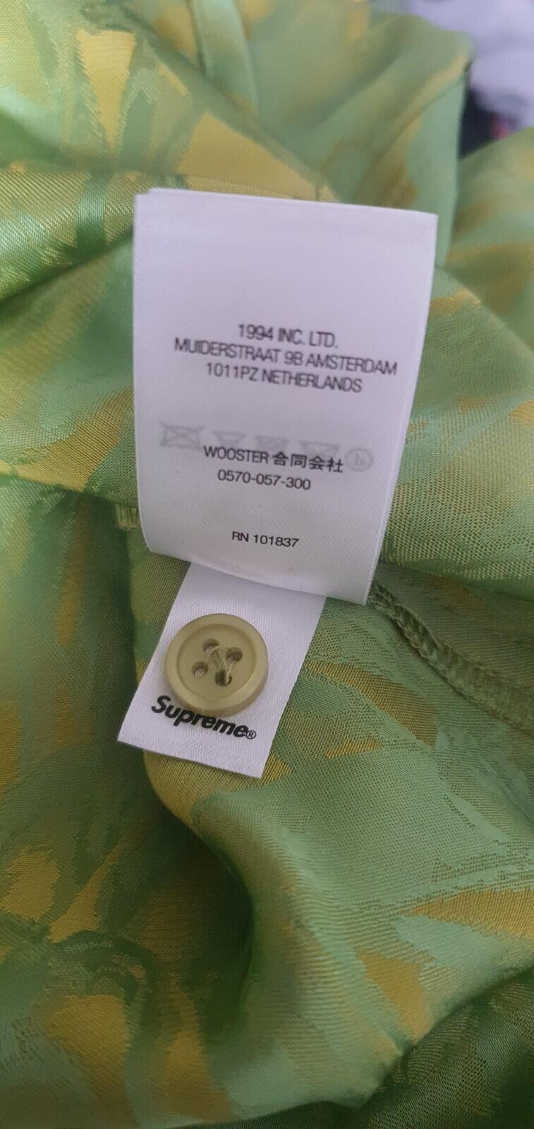 FW22 Supreme Iridescent Shirt Blue M Medium Button Up Long Sleeve Green Rayon