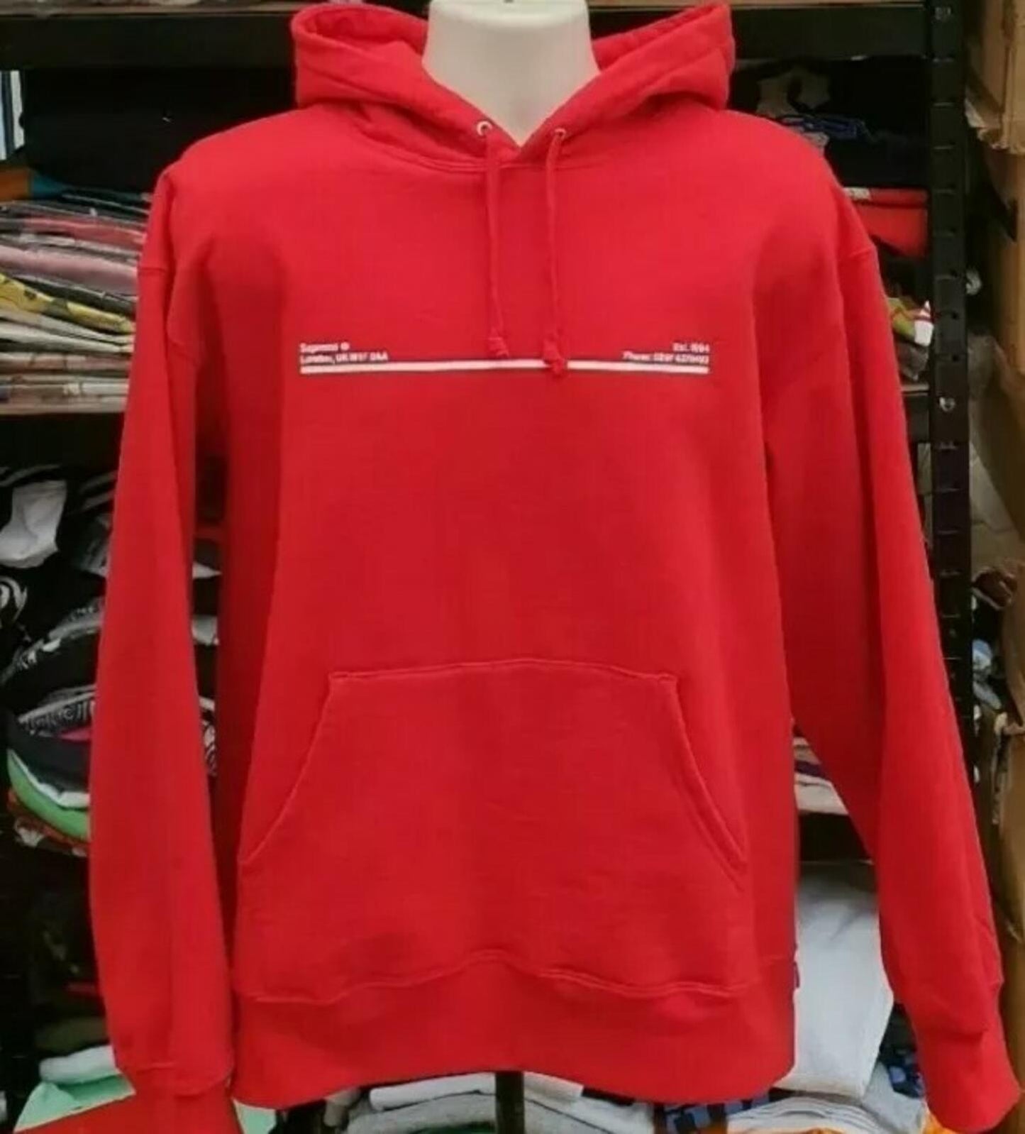 FW20 Supreme Shop New York City red hooded sweatshirt size L large hoodie