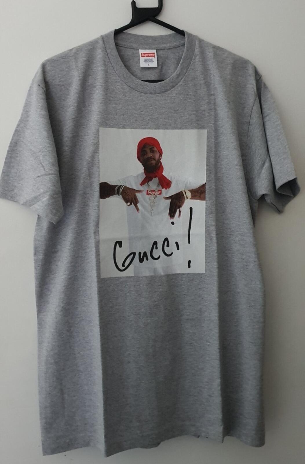 Camiseta FW16 Supreme x Gucci Mane Photo Heather Grey talla L