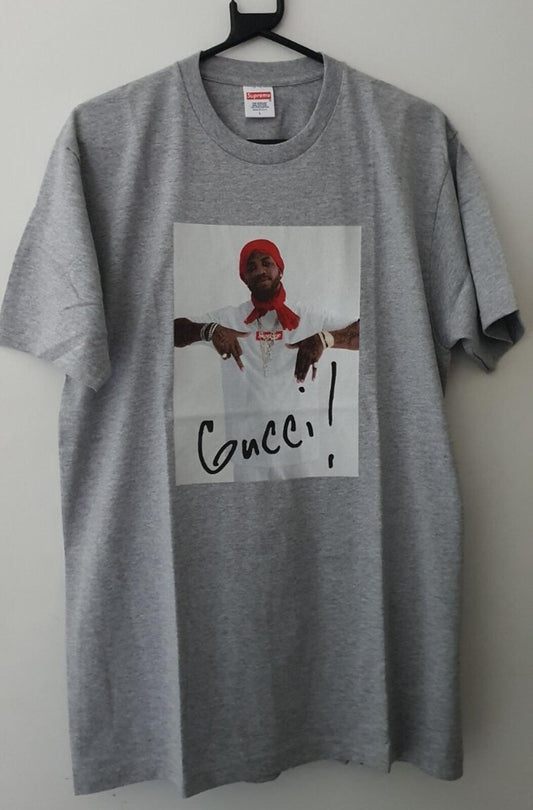 Camiseta FW16 Supreme x Gucci Mane Photo Heather Grey talla L