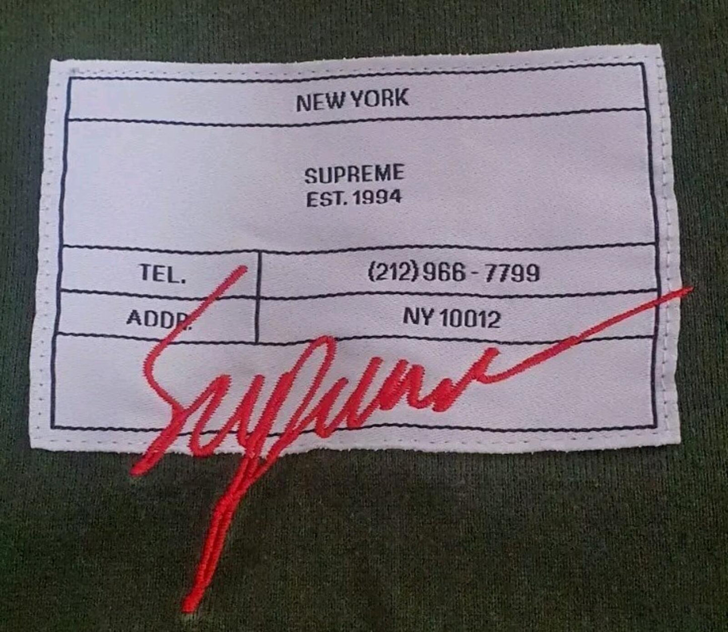 SS21 Supreme Signature Label S/S top tee size L Large olive T-Shirt green