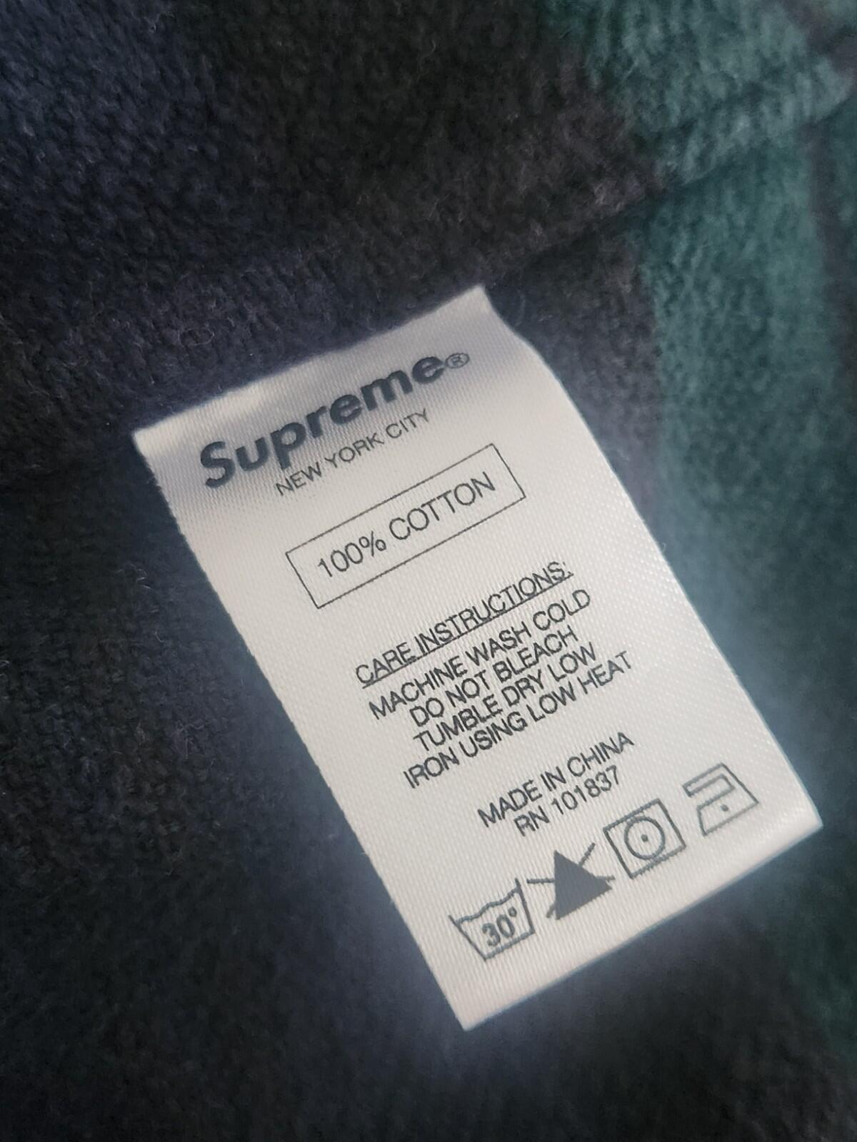 FW16 Supreme Hooded Plaid half zip hooded shirt size L large Navy