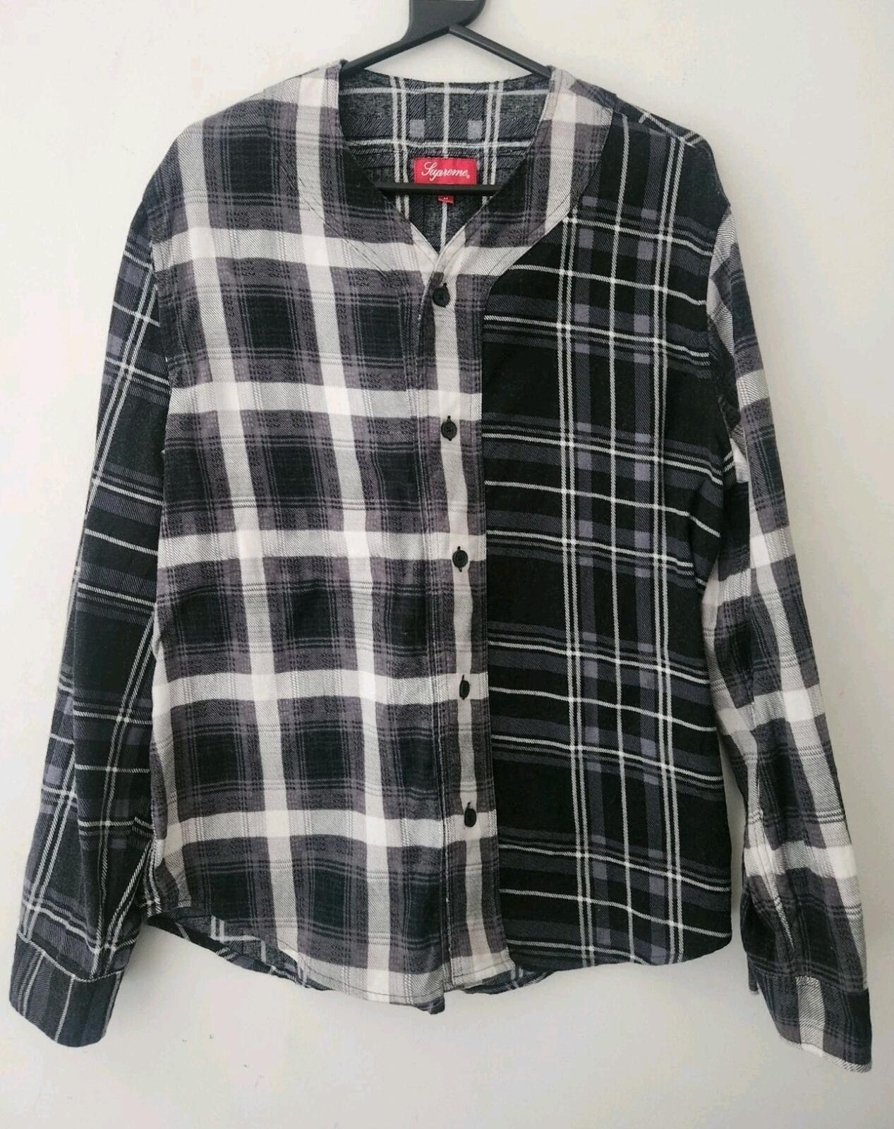 FW16 Supreme Multi Plaid Flanell Jersey Black Top Vintage 2016