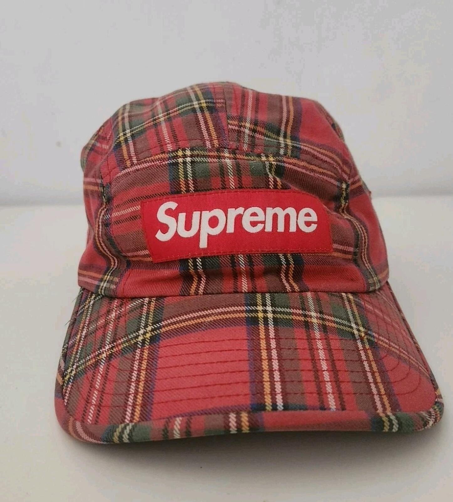FW20 Supreme Washed Chino Twill Camp Cap Tartan