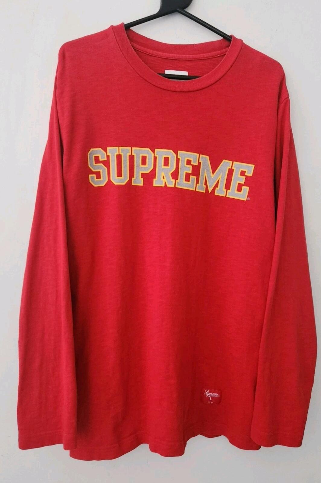 FW12 Supreme Reflective Top long sleeve L/S tee L large t-shirt Red FW12 vintage