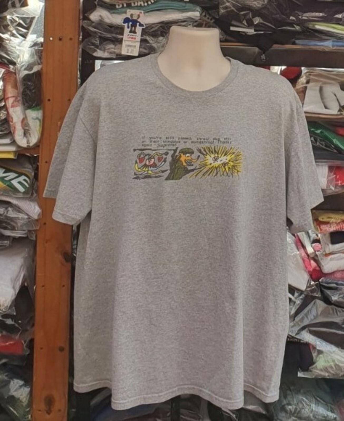 FW17 Supreme Dog Shi* graues T-Shirt Größe XL