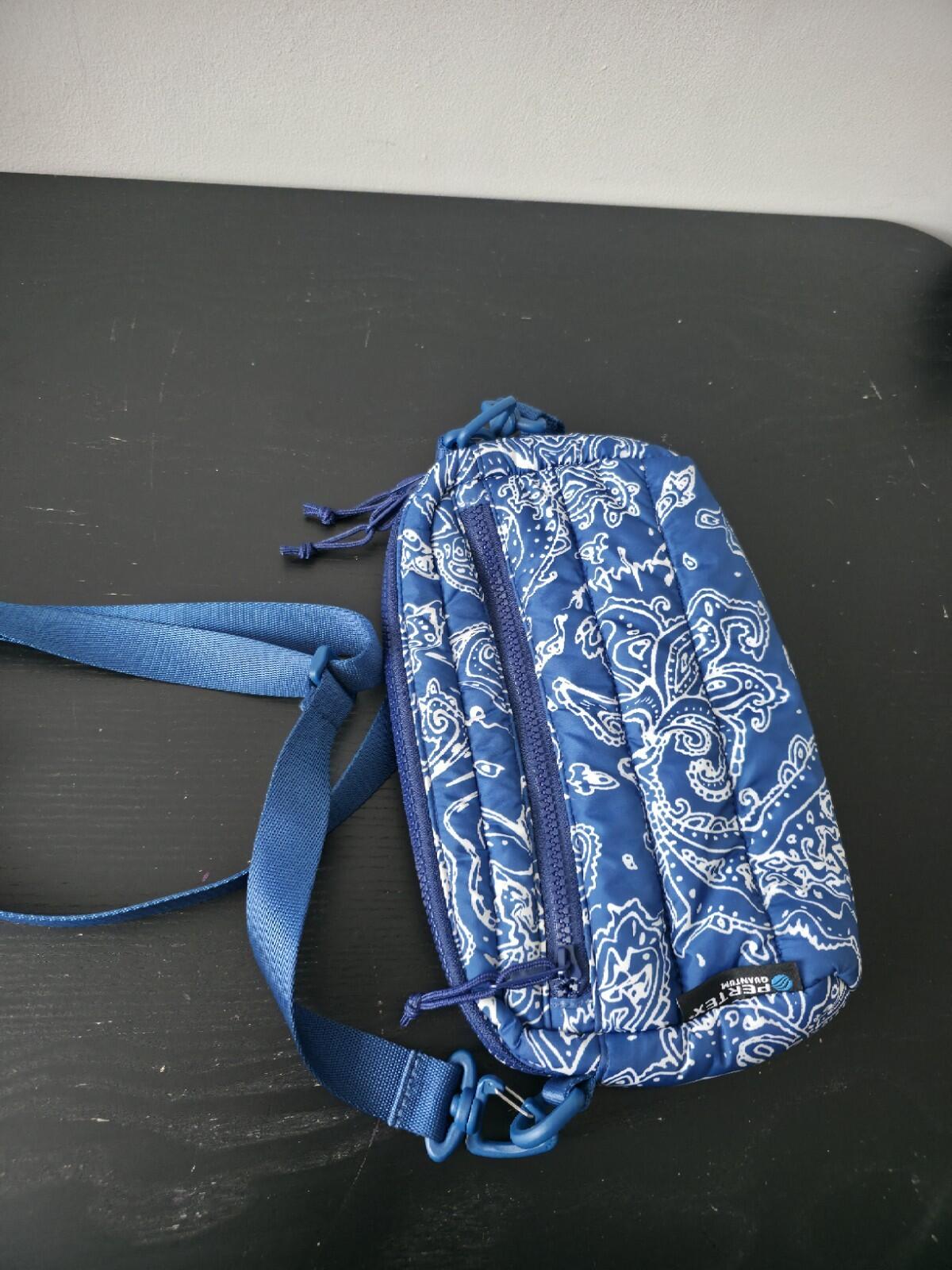 FW22 Supreme Puffer Side Bag Shoulder Blue Paisley Water Resistant