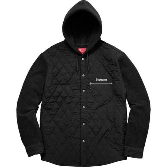 FW17 Supreme Sudadera Polar con Capucha y Camisa de Nylon Negra Chaqueta Superior