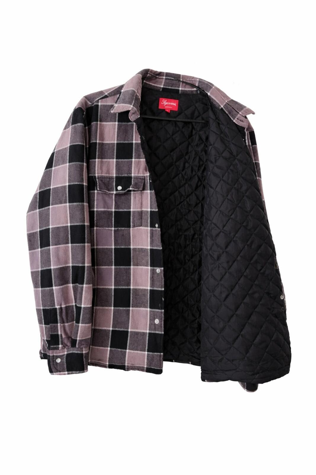 FW18 Supreme Quilted Faded Plaid Shirt Black Size L