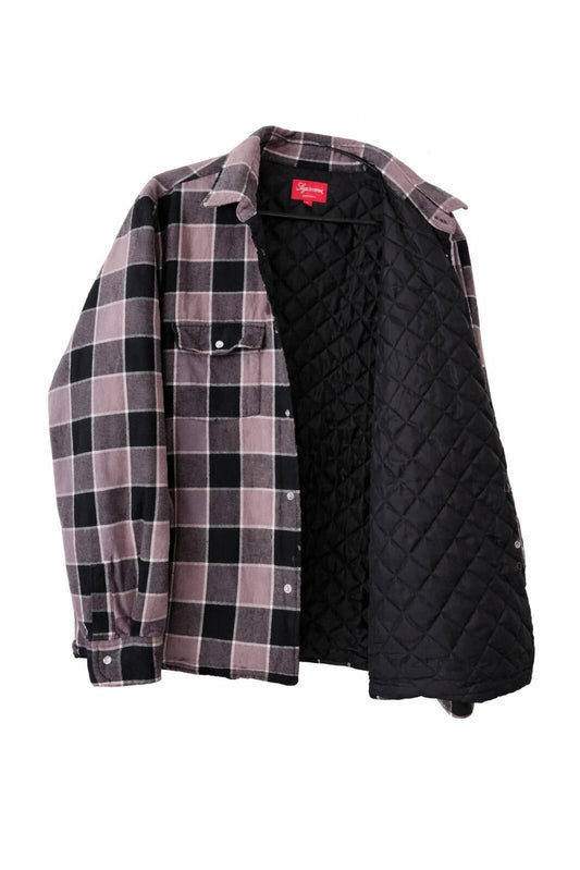 FW18 Supreme Quilted Faded Plaid Shirt Black Size L