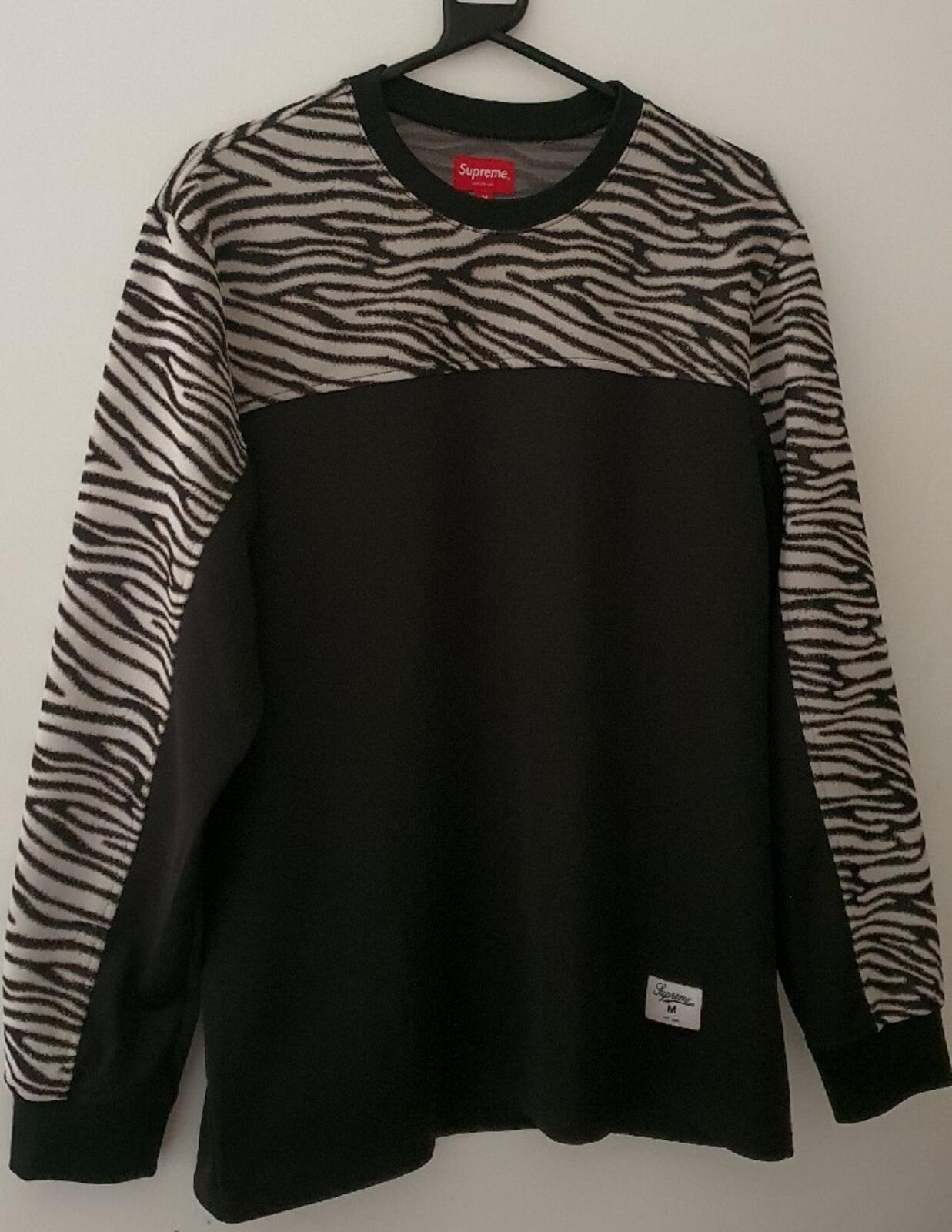 FW19 Supreme Zebra L/S Top Long Sleeve M medium Black Sweater Jumper Worn 1x