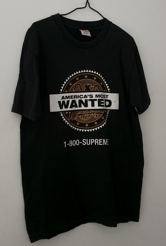 FW14 SUPREME Most Wanted Tee camiseta negra talla L grande Vintage 2014 Rara