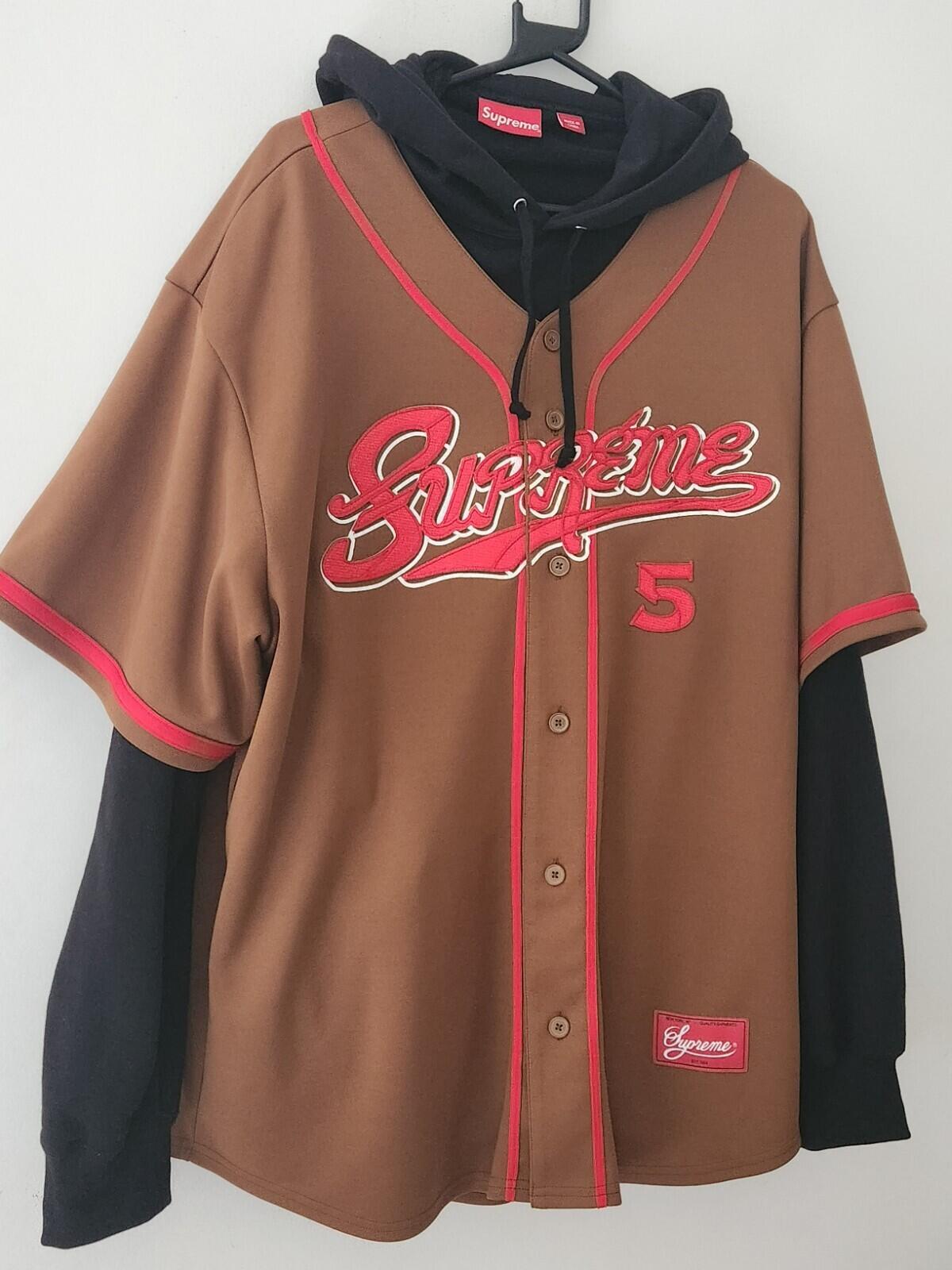 SS22 Supreme Baseball Jersey Kapuzenpullover Größe XL Braun 5