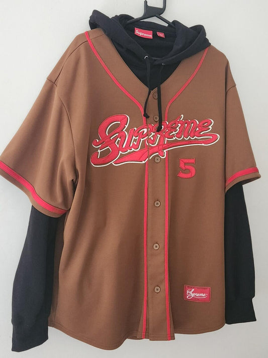 SS22 Supreme Baseball Jersey sudadera con capucha Talla XL Marrón 5