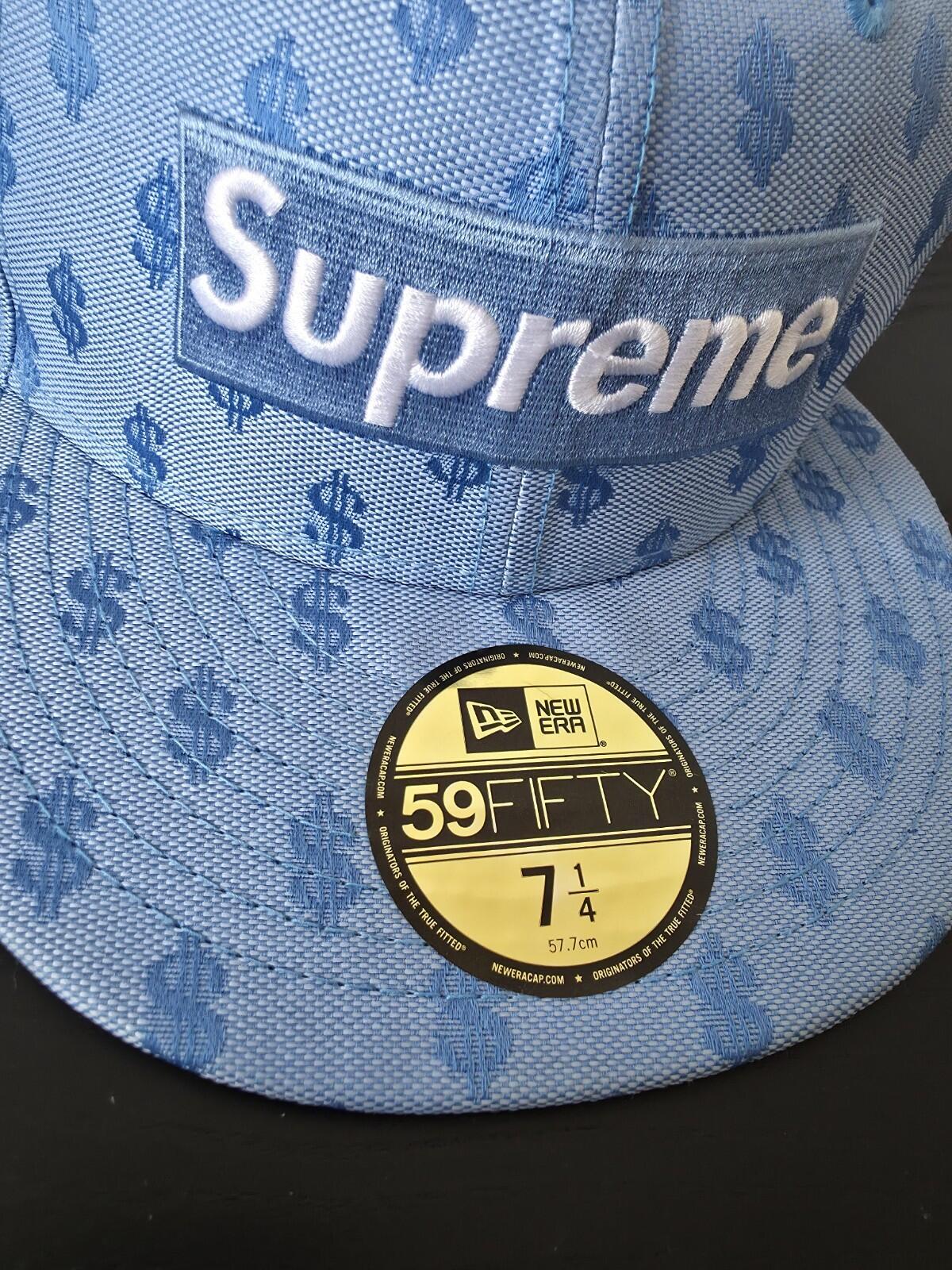 SS18 Supreme Monogram Box Logo New Era Light Blue Size 7 1/2 $ Dollar