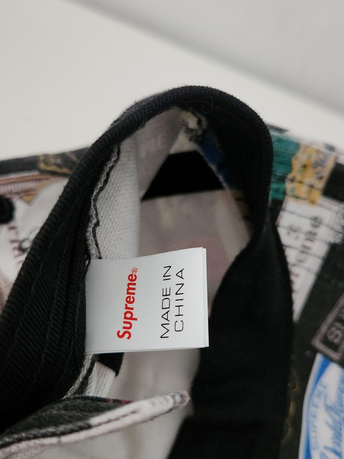 SS21 Supreme Labels 6-panel Black Cap Canvas Hat