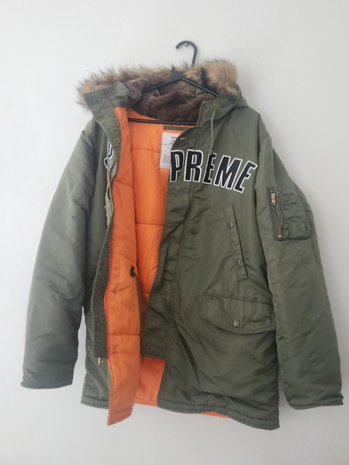 FW16 Supreme Arc Logo N-3B Parka Olive Size L Justin Bieber