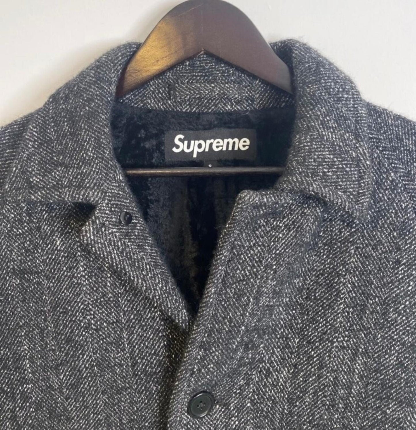FW18 Supreme Wool Trench Coat Suri Alpaca Loro Piana RRP $648 Herringbone Size S