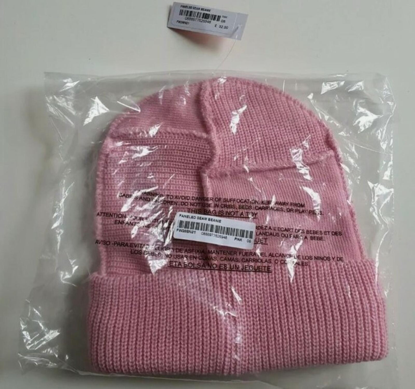 FW20 Supreme Paneled Seam pink beanie New with tag Unopened Hat