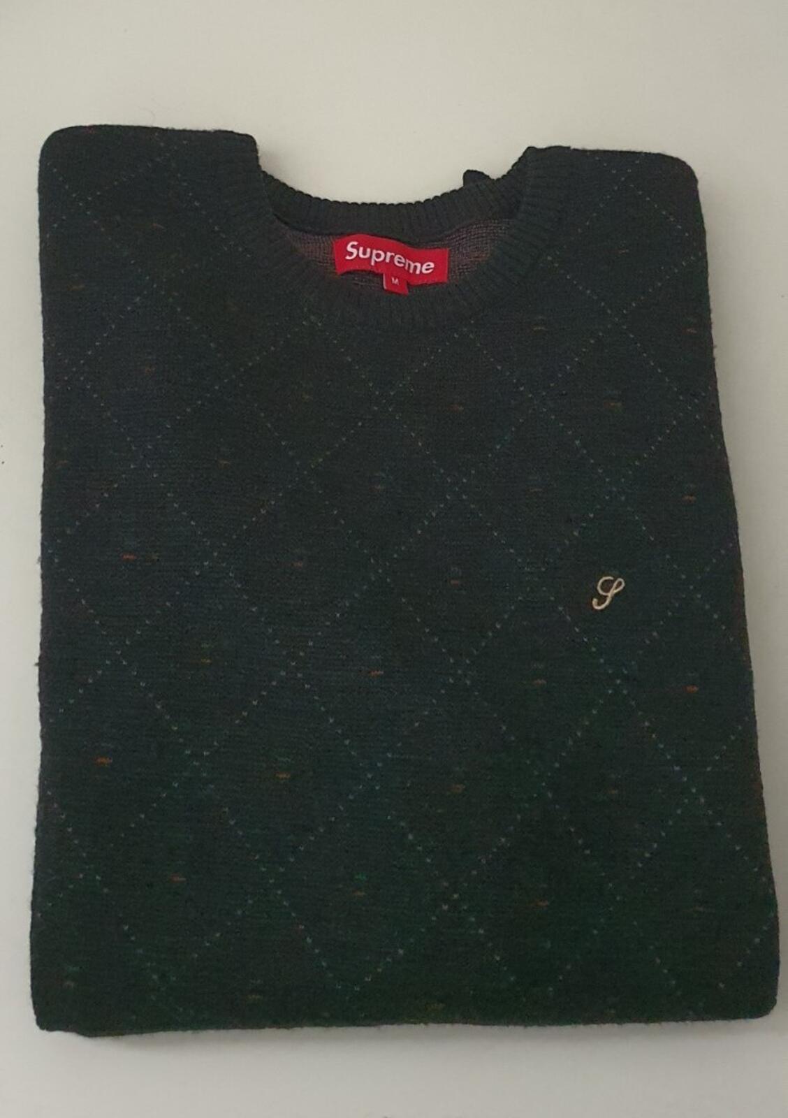 FW11 Supreme Argyle Merino Wool Sweater Black Size M