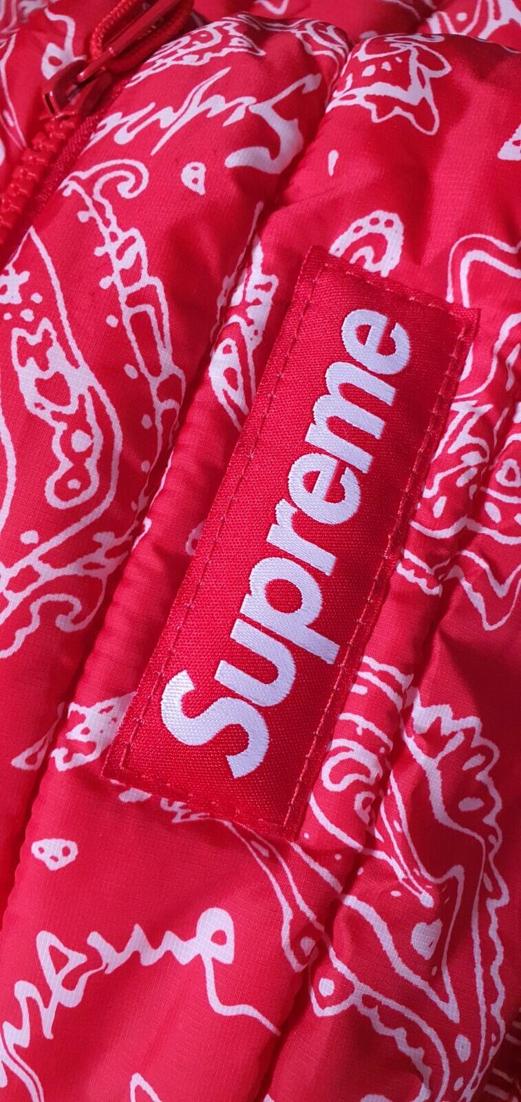 HW22 Supreme Puffer Rucksack rote Paisley-Tasche Wasserabweisend