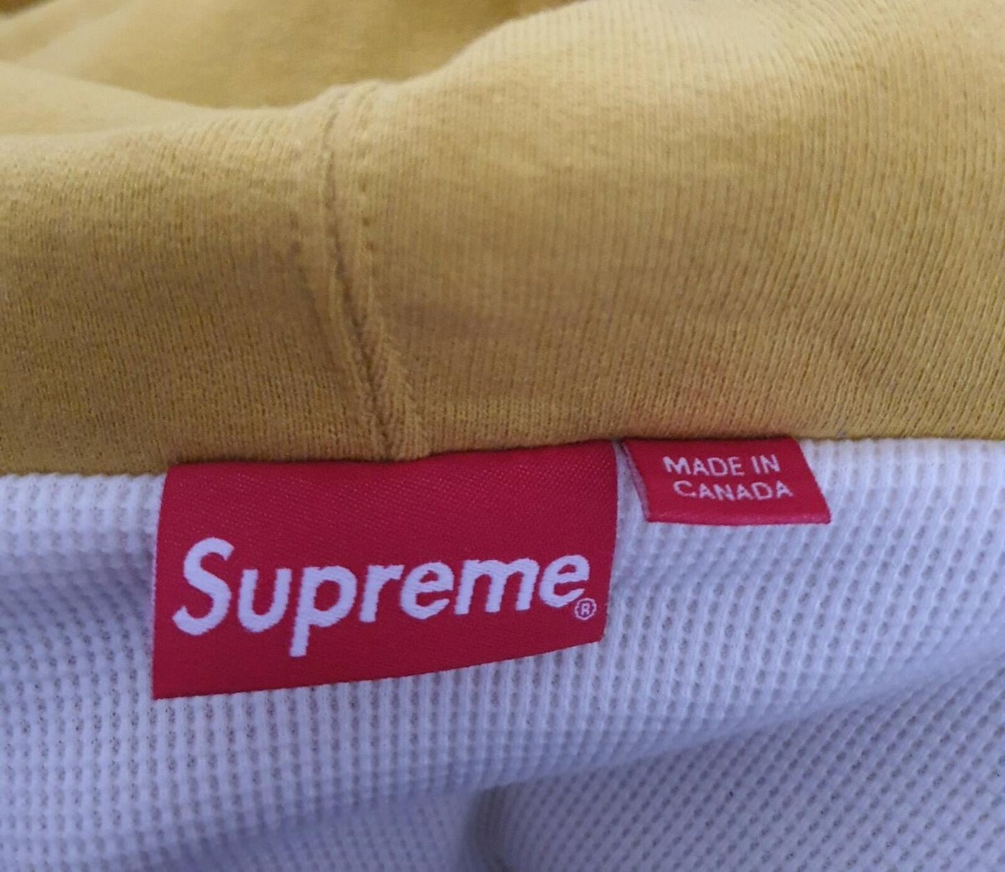 Sudadera con capucha y cremallera térmica Supreme FW18, color mostaza, talla M, PVP £178