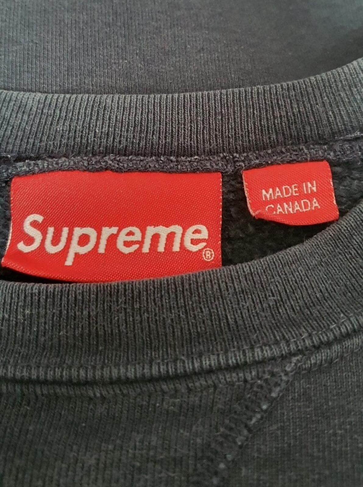 FW17 Supreme Zig Zag Stitch Panel crewneck Navy size L sweatshirt Blue