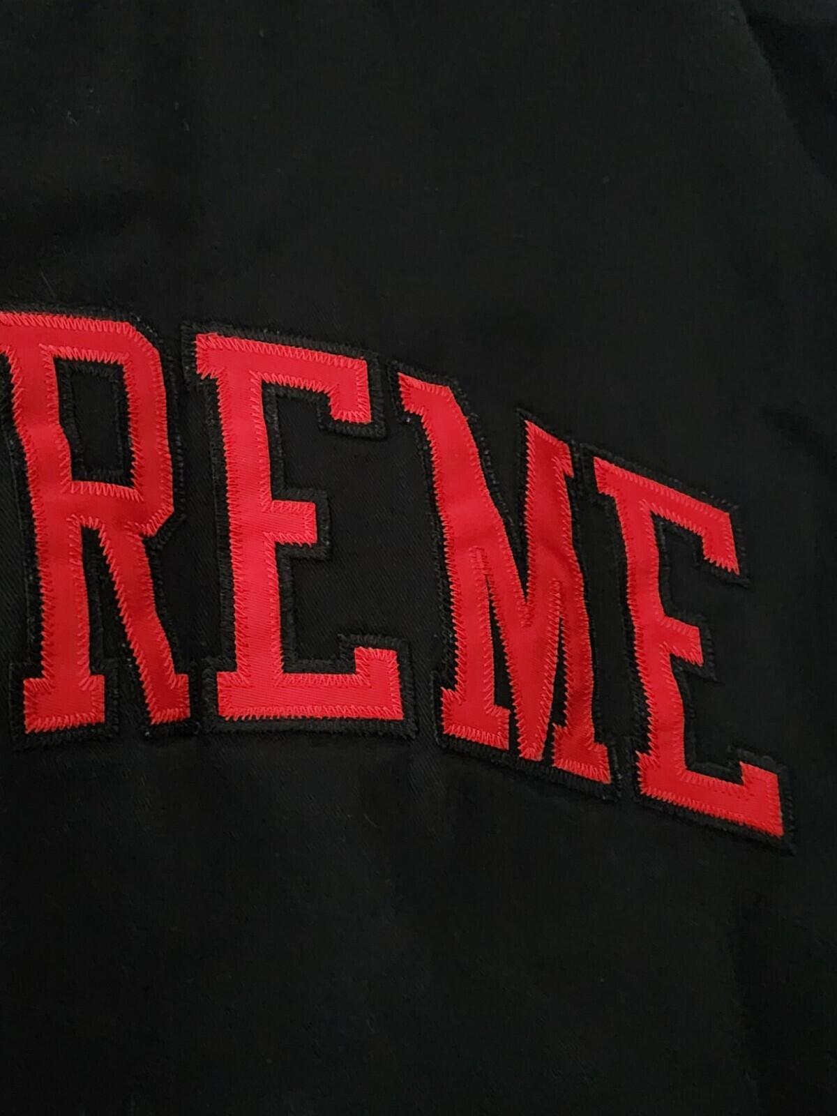 FW13 Supreme Baseball Shirt Chenille S logo Black L Large Jersey Vintage 2013