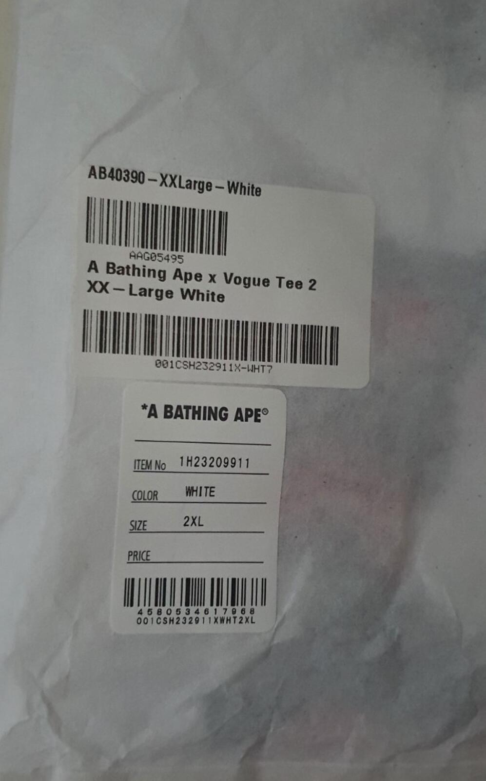 A Bathing Ape x Vogue 2 Ape Head Tee SS22 BAPE White Size XXL 2XL