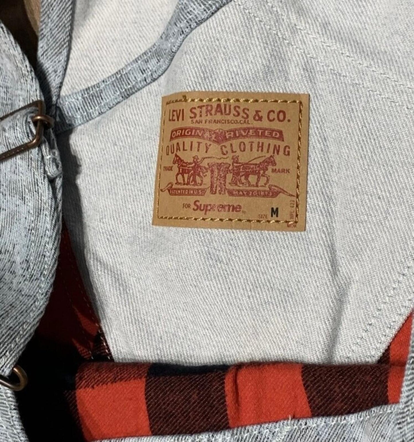 FW17 Supreme x LEVI'S Snakeskin Overalls Latzhose Hellblau Größe M