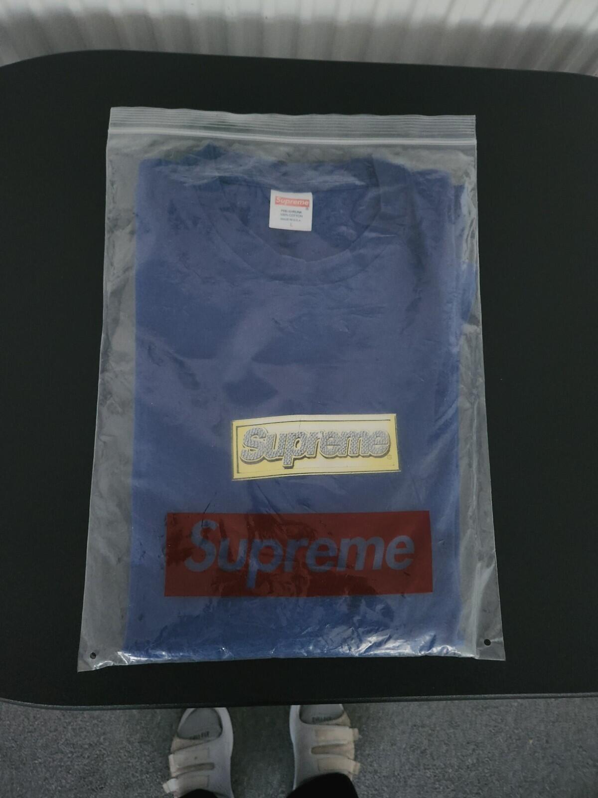 SS13 Supreme Bling Box Logo Tee blue T-shirt L large Royal Vintage 2013 USA made