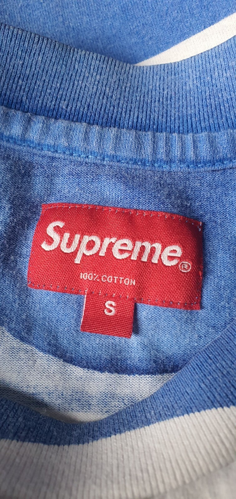 SS21 Supreme Printed Stripe S/S Top Tee Blue Size S