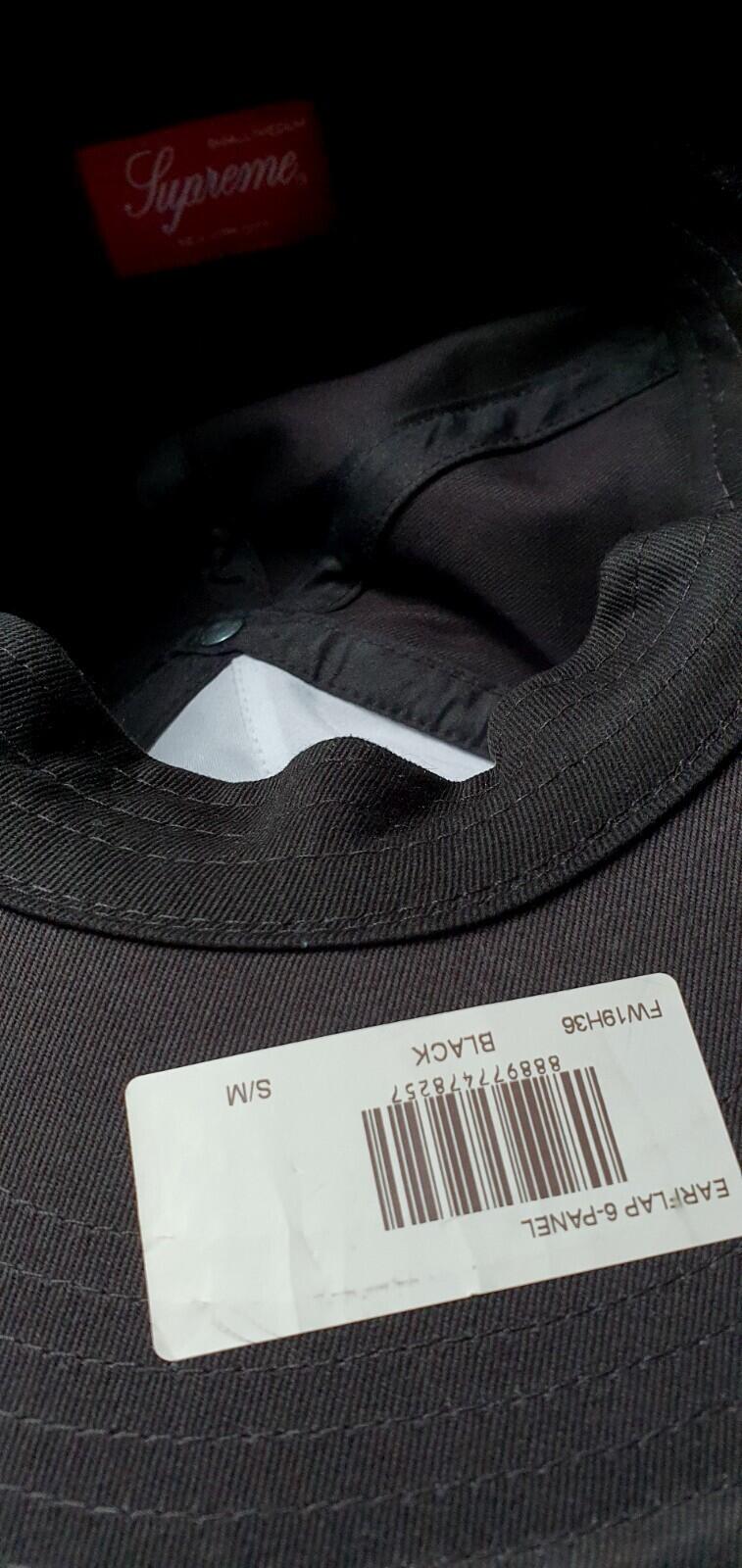 FW19 Supreme Earflap 6-Panel Kappe Schwarz Mütze Größe S/M Adler Neu