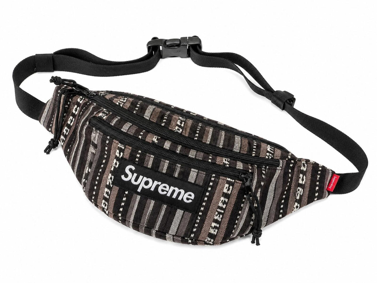 SS20 Supreme Woven Stripe Waist Bag Black