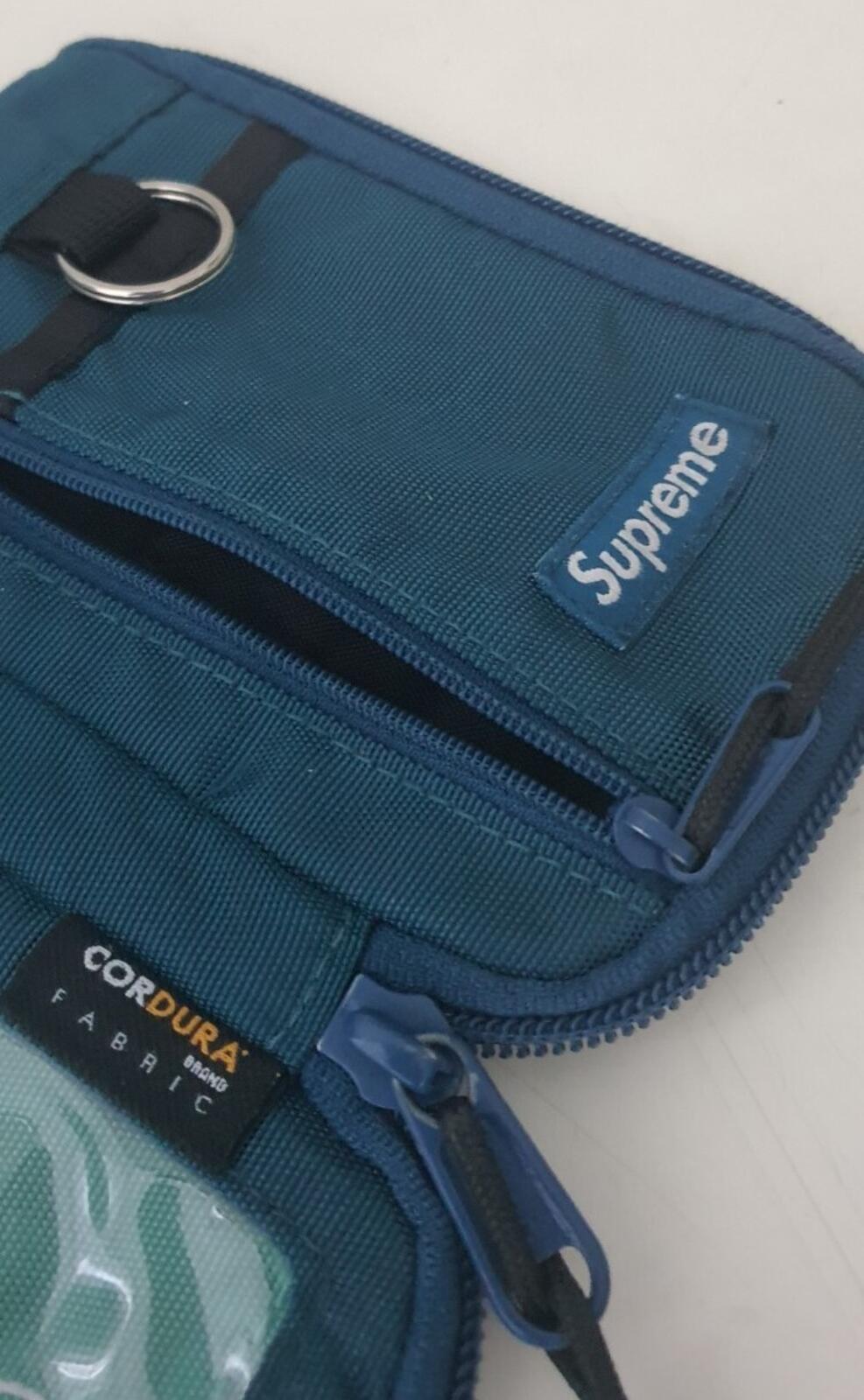 FW19 Supreme dark teal small zip pouch cordura nylon bag Water resistant wallet