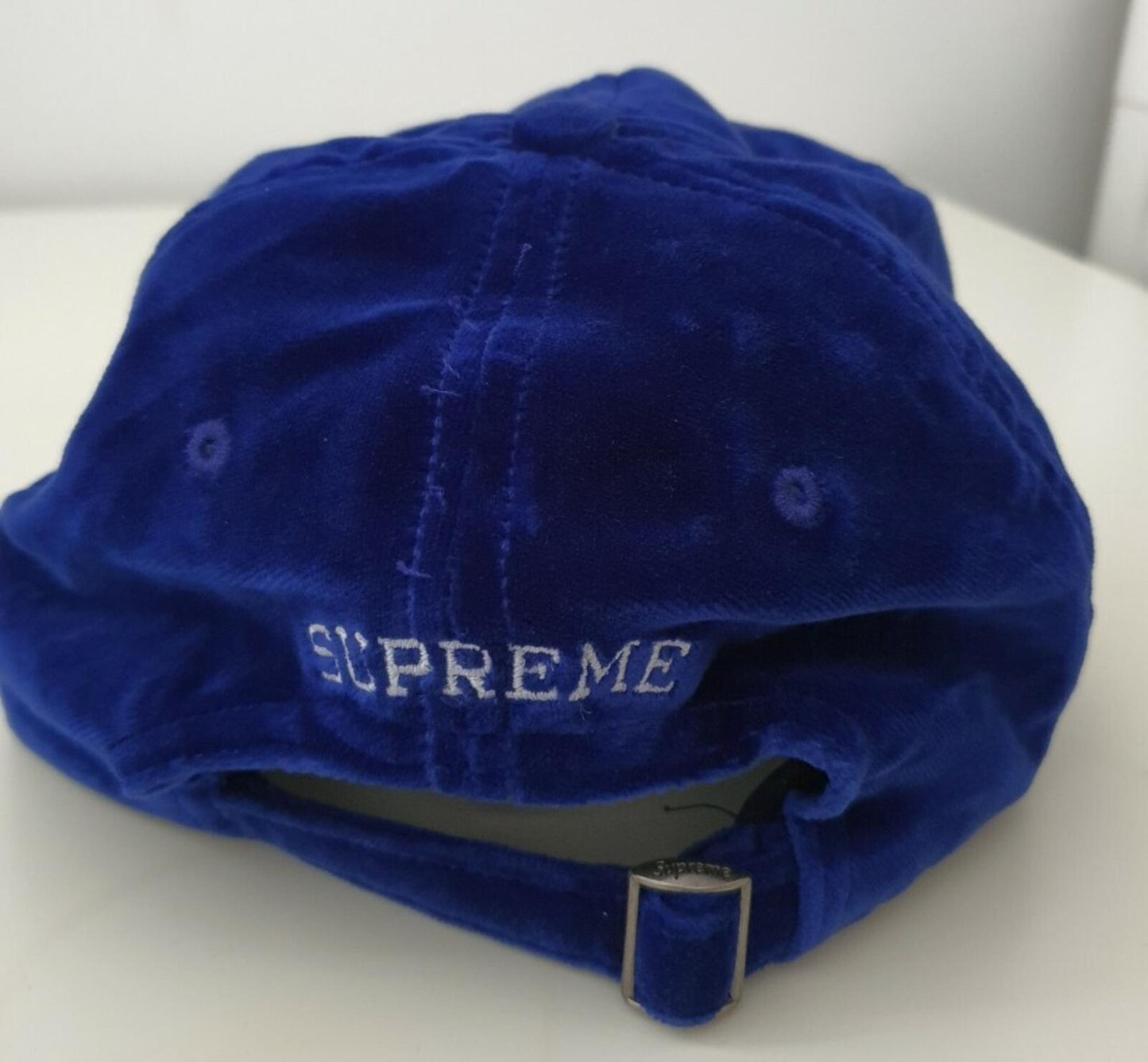 FW20 Supreme S Logo Velvet 6-panel Cap Royal