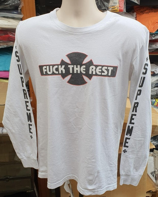 FW15 Supreme x Independent Fuc k The Rest Camiseta manga larga blanca talla M
