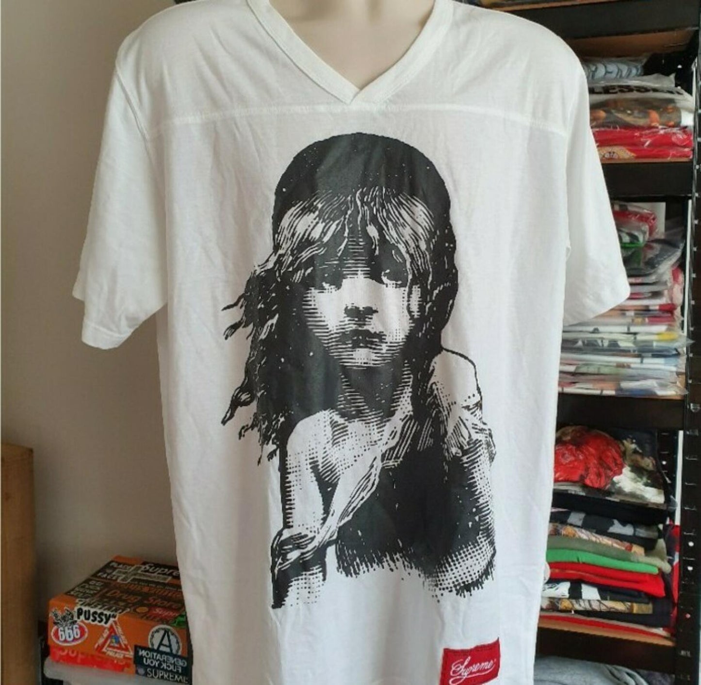 SS15 Supreme Broadway Football Top Les Miserables Tee White Size L