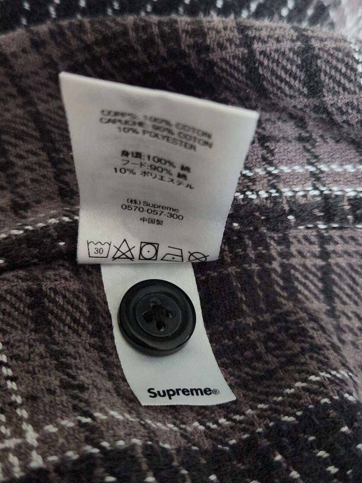 FW20 Supreme Hooded Shadow Plaid Hemd Schwarz Größe L