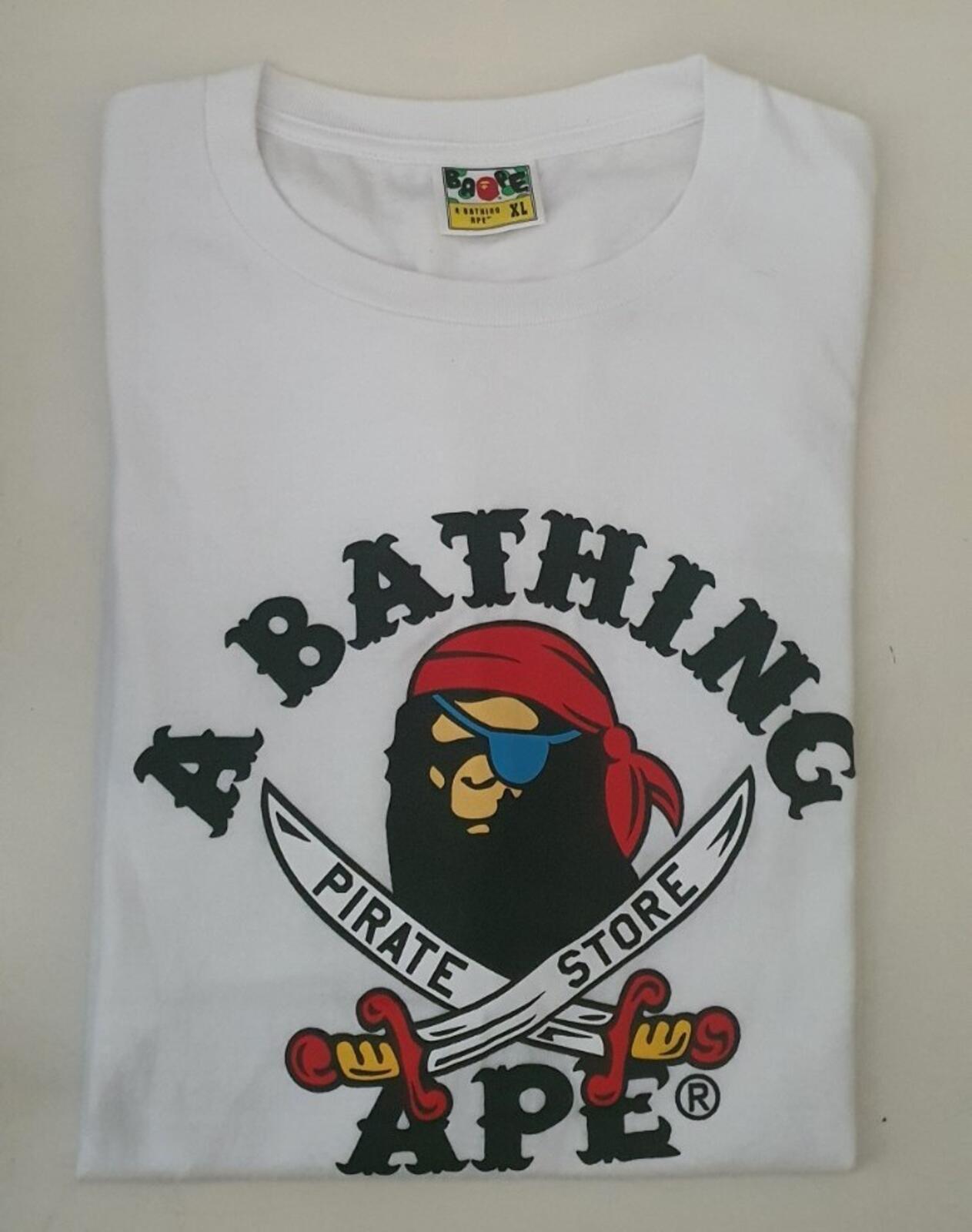 A Bathing Ape Bape Pirate store Tee Bape Head T-shirt size XL white Worn 1x