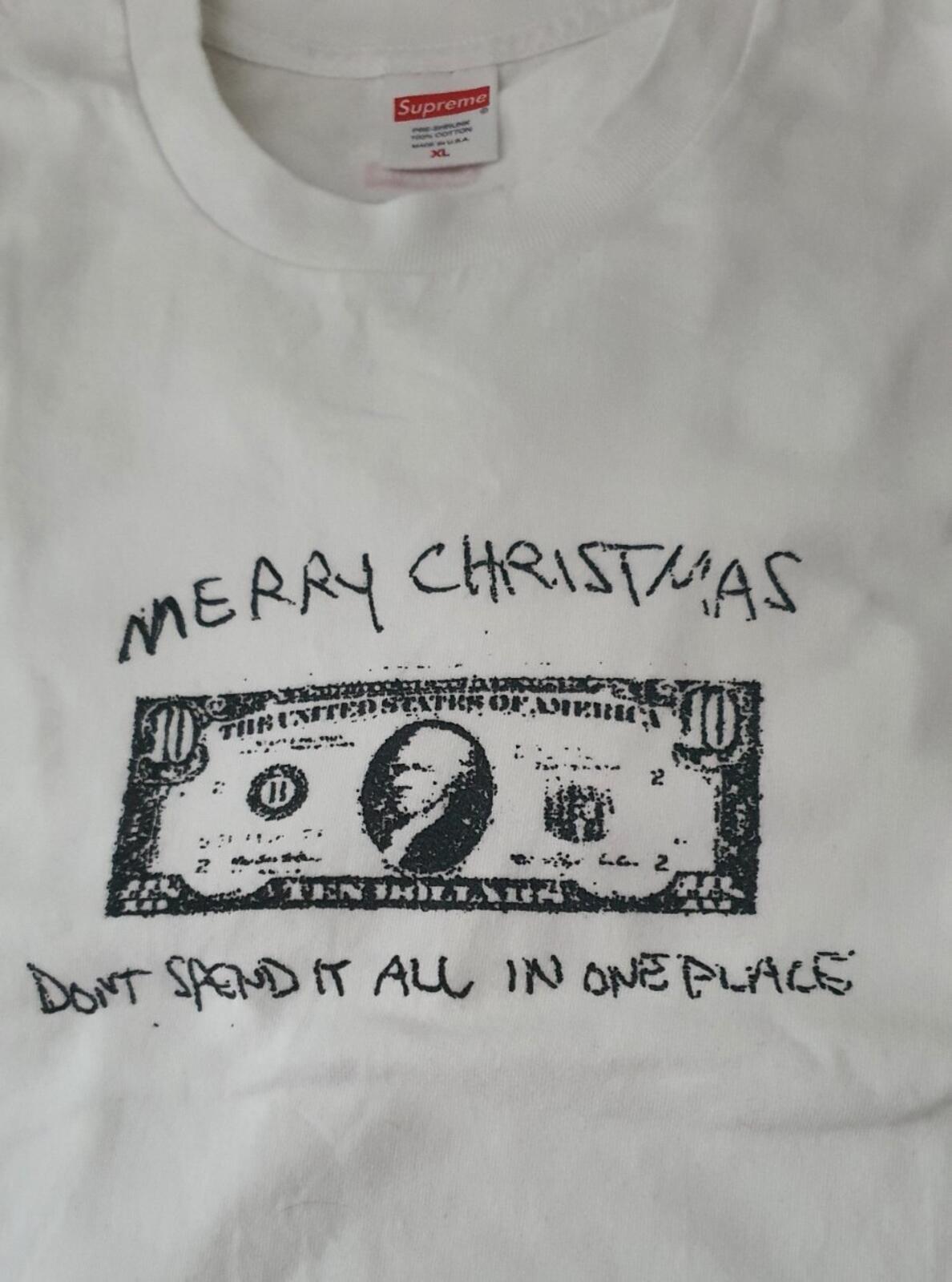 FW21 Supreme Spend It Tee White Size XL Christmas