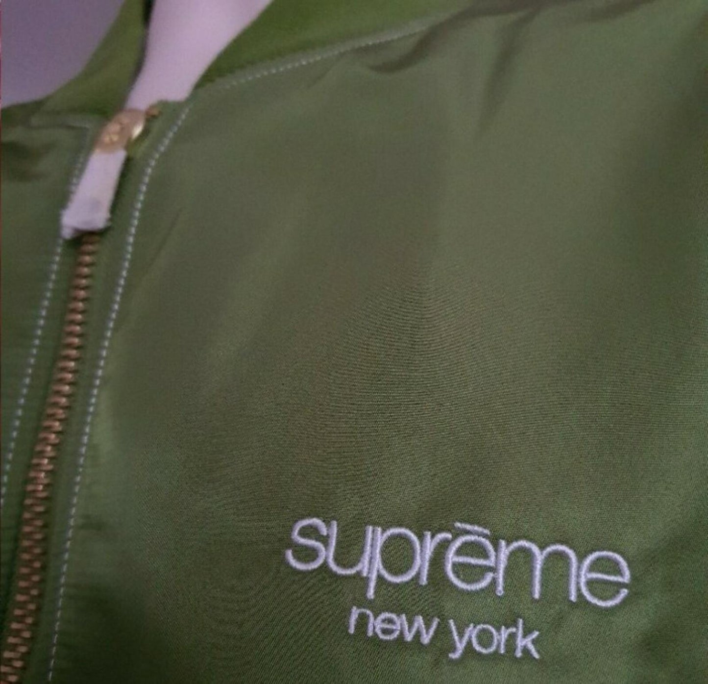 SS17 Supreme Contrast Stitch Reversible MA-1 Jacket Green Zebra Size M
